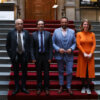 El conseller Nadal, el rector Guàrdia, el conseller Juli Fernández i la Segona Tinenta d'Alcaldia de l'Ajuntament de Barcelona, Janet Sanz.